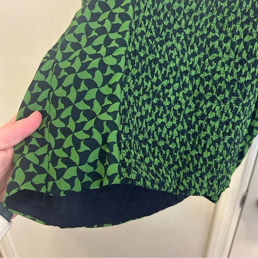 Abercrombie & Fitch Sweethearts Puff Sleeve Cropped Blouse Green Print Small